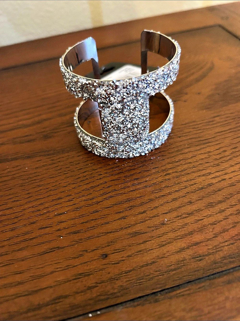 Crystal Cuff Bracelet in Silver Like New